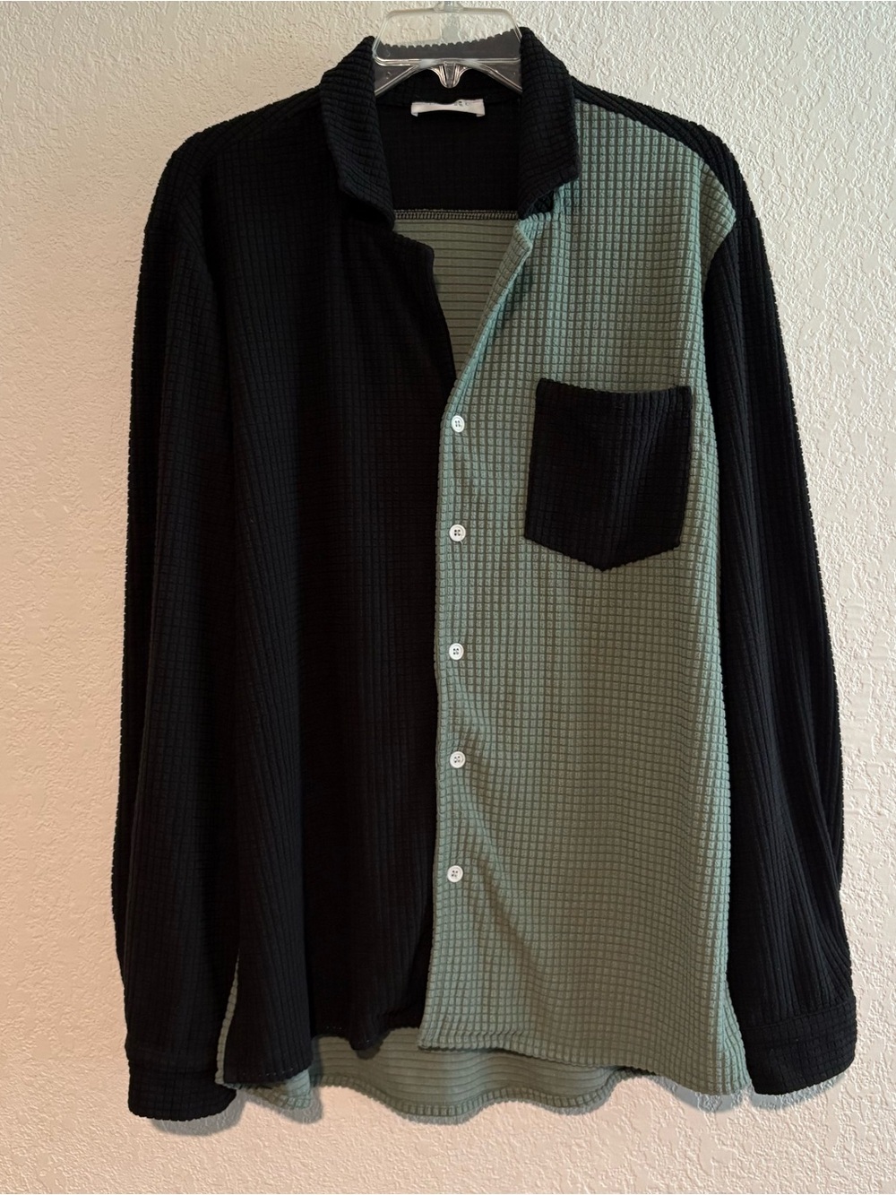 Men's Fleece Black Olive Button-Down Casual Shirt